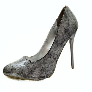 PLK Dirty Silver Stiletto High Heels Sz 7 1/2